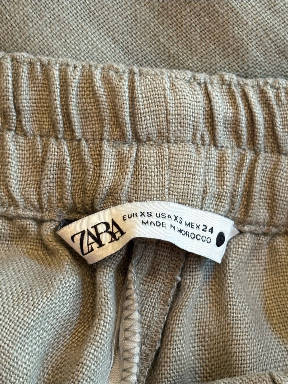 Zara Olive Green Wide-Leg Linen Women’s Pants. Sz XS - Picture 3 of 8